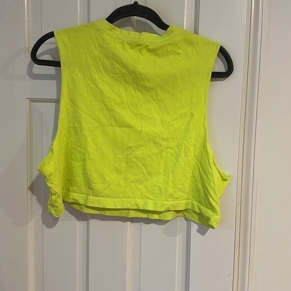NWOT EMMA & SAM NEON YELLOW CROP TOP SIZE LARGE - Picture 3 of 3